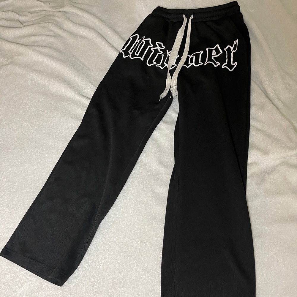SHEIN Black Joggers with White Lettering